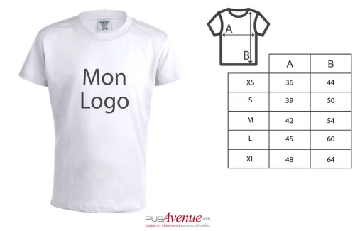 Tee shirt publicitaire keya YC150 blanc pour enfant