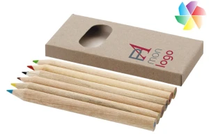 Boite de 6 crayons de couleur bois avec étui en papier Kraft