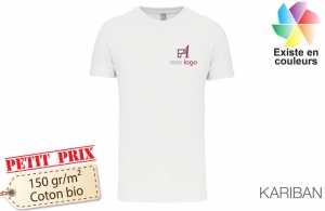 T-shirt personnalisé blanc en coton bio kariban pour homme