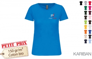 Tee-shirt personnalisé en coton bio kariban pour femme