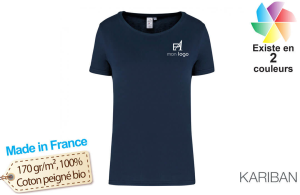 T-shirt made in France en coton Bio pour femme publicitaire personnalisé 