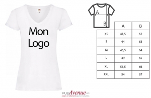 T-shirt col V fruit of the loom blanc pour femme