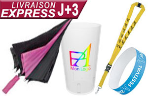 Objets publicitaires événementiels express goodies personnalisés livraisons rapides 