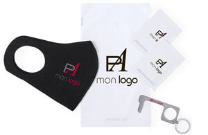 Kit de protection covid set publicitaire personnalisable pas cher 
