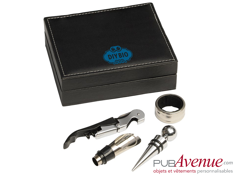 Coffret à vin 4 pièces personnalisable Coffret à vin 4 pièces personnalisable