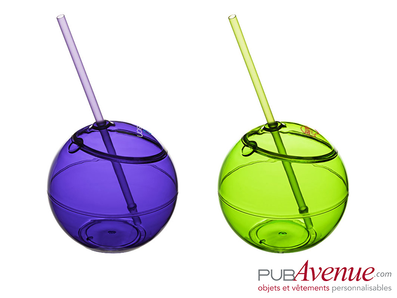 Gobelet rond personnalisable avec paille Gobelet rond personnalisable avec paille