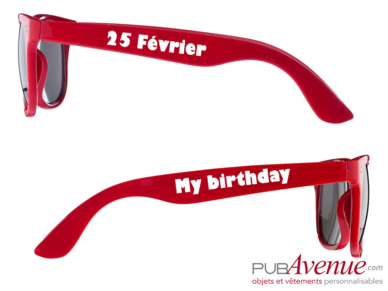 Lunettes de soleil personnalisés anniversaire Lunettes de soleil personnalisés mariage
