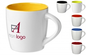 Tasse bicolore mat publicitaire personnalisée pas chère 