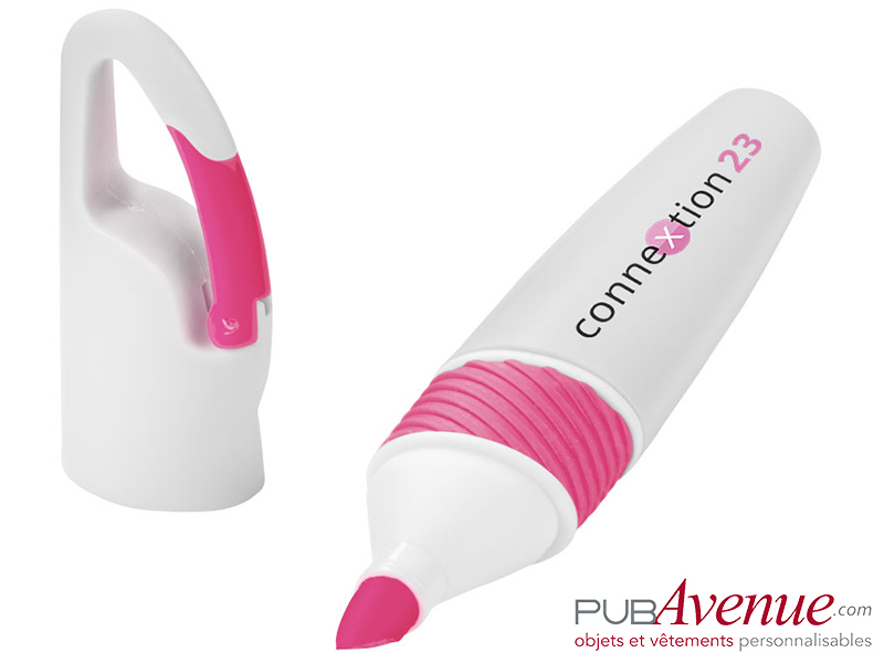 Surligneur mousqueton publicitaire fluo Surligneur mousqueton publicitaire fluo