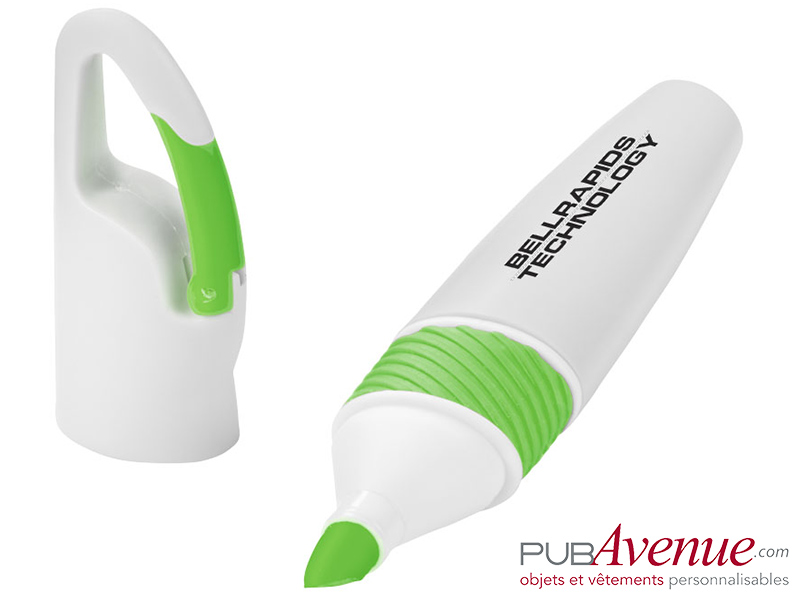 Surligneur mousqueton personnalisé fluo Surligneur mousqueton personnalisé fluo