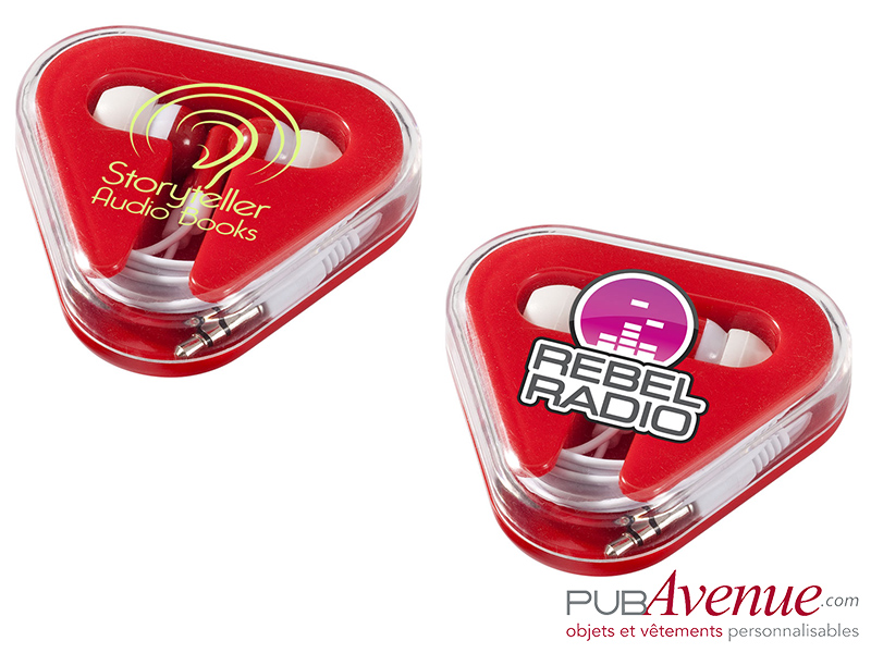 Écouteurs audio boîte triangle personnalisables Écouteurs audio boîte triangle personnalisables