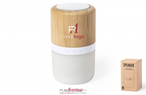 Enceinte Bluetooth en bois de bambou avec led