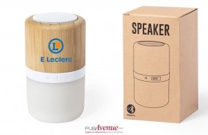 Enceinte Bluetooth en bois de bambou avec led