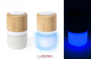 Enceinte Bluetooth en bois de bambou avec led