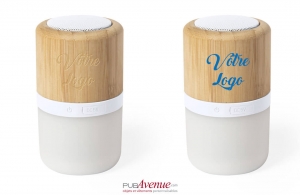 Enceinte Bluetooth en bois de bambou avec led