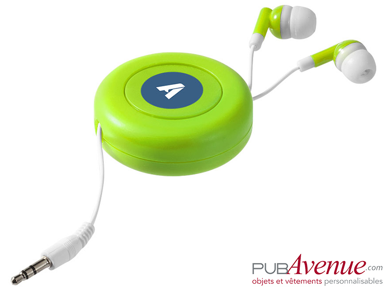 Écouteurs audio rétractables personnalisables Écouteurs audio rétractables personnalisables