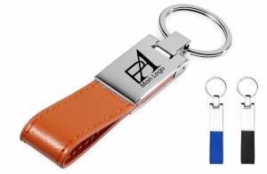 Porte-clés cuir à personnaliser plaque métal