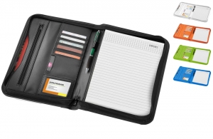 Conférencier A4 zippé Ebony à personnaliser avec logo 