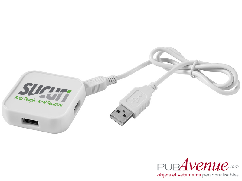 Hub carré 4 ports USB publicitaire Hub carré 4 ports USB publicitaire