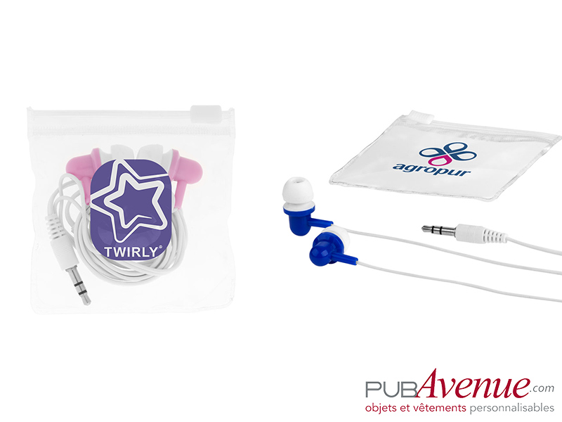 Écouteurs audio personnalisables écrin plastique Écouteurs audio personnalisables écrin plastique