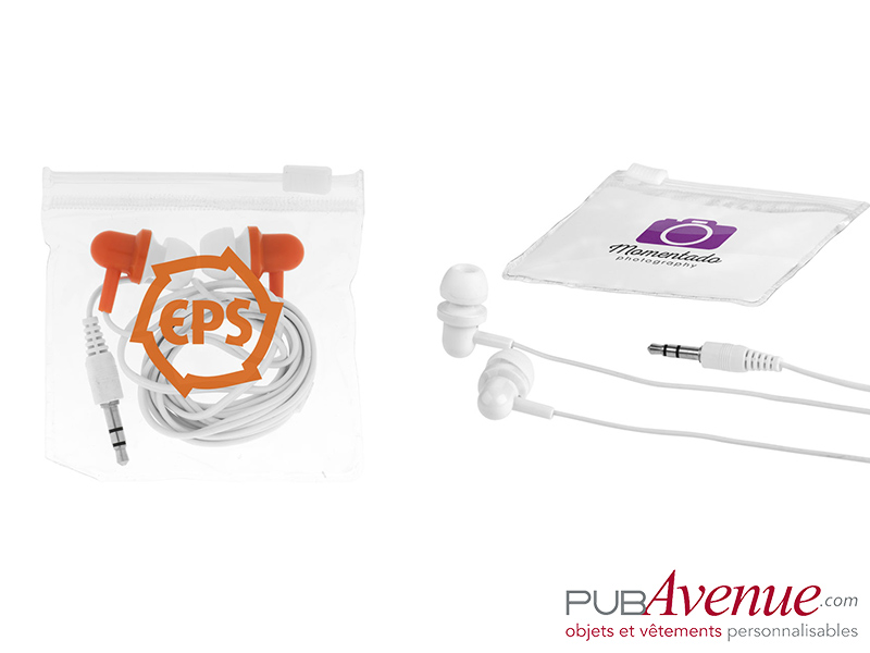 Écouteurs audio publicitaires écrin plastique Écouteurs audio publicitaires écrin plastique