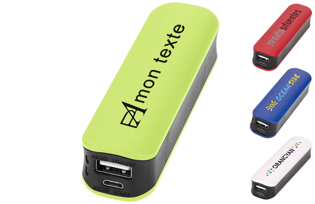 Chargeur batterie personnalisée logo texte publicitaire 