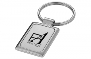 Porte-clés métal personnalisable rectangulaire argent