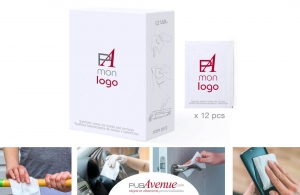 Boite de lingette désinfectante hydroalcoolique publicitaire personnalisable 