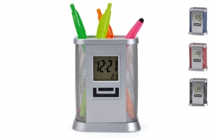 Pot à crayons horloge publicitaire à personnaliser pas cher 