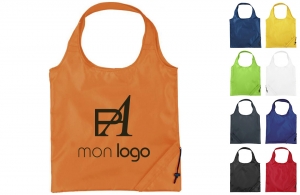 Sac shopping pliable en nylon polyester publicitaire personnalisé pas cher 