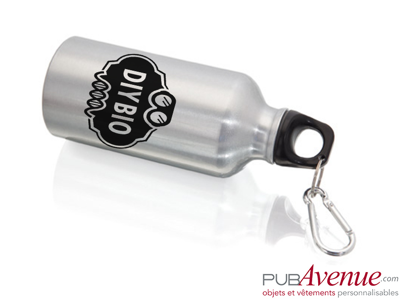 Gourde alu avec mousqueton personnalisable Gourde alu avec mousqueton personnalisable