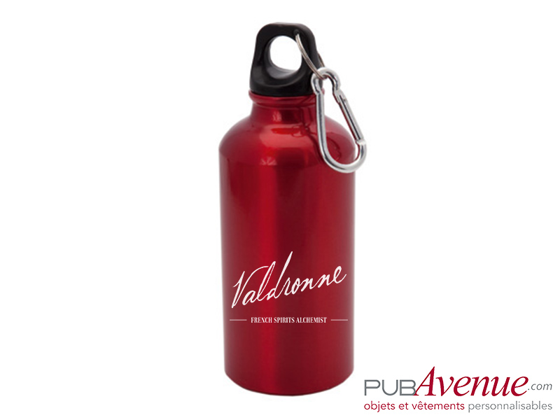 Gourde alu avec mousqueton personnalisée Gourde alu avec mousqueton personnalisée