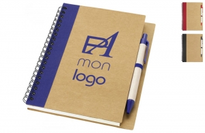 Carnet publicitaire personnalisé avec stylo en carton recyclé pas cher 
