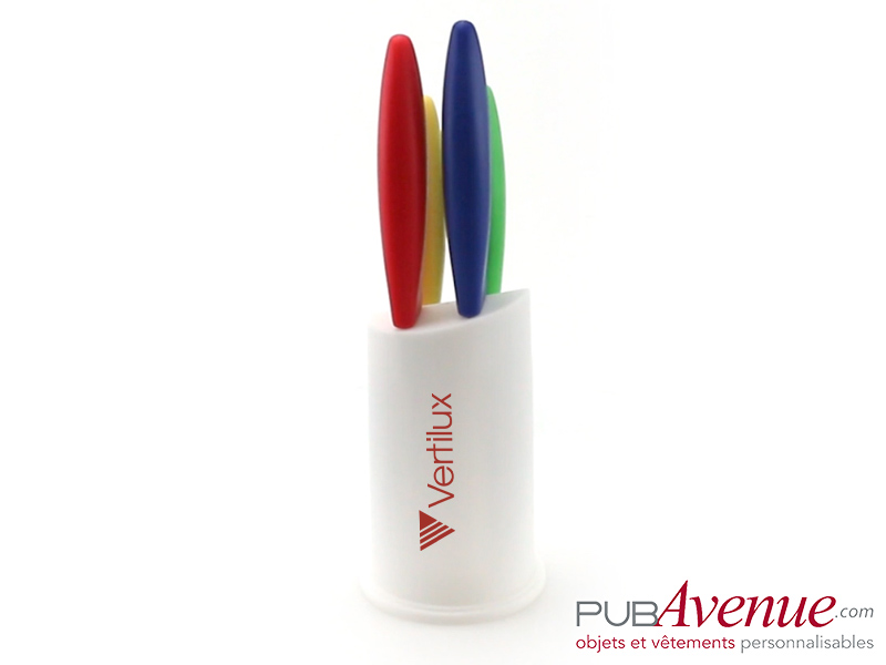 Set 4 couteaux avec support personnalisé Set 4 couteaux avec support personnalisé