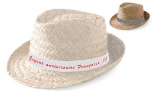 Chapeau anniversaire personnalisé en paille pour cadeau invité pas cher 