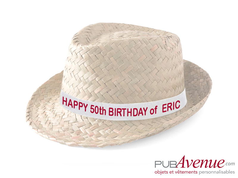 Chapeau paille personnalisé mariage Chapeau paille personnalisé anniversaire