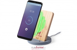 Borne de recharge téléphone chargeur induction en bois 