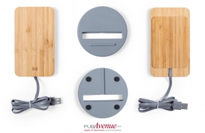 Borne de recharge induction en bois pour téléphone