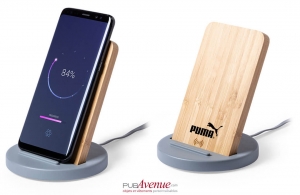 Borne de recharge induction en bois pour téléphone
