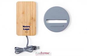 Borne de recharge induction en bois pour téléphone