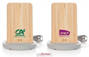 Borne de recharge induction en bois pour téléphone