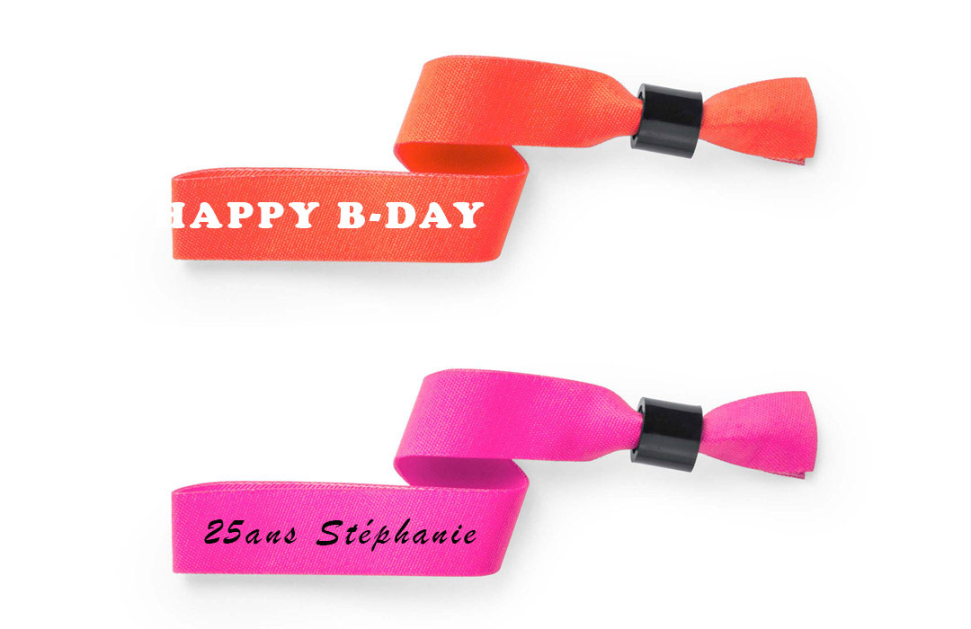 Bracelet tissu personnalisé avec bague plastique plate | Etigo