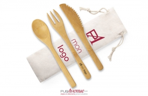 Ensemble de 3 couverts set à repas en bambou naturel