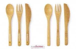 Ensemble de 3 couverts set à repas en bambou naturel