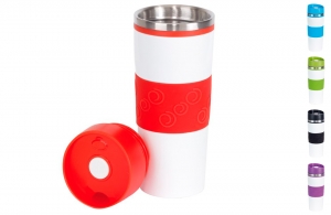 Mug isotherme personnalisé publicitaire en inox et silicone 