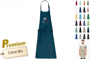Tablier de cuisine en coton bio naturel écologique publicitaire personnalisé 