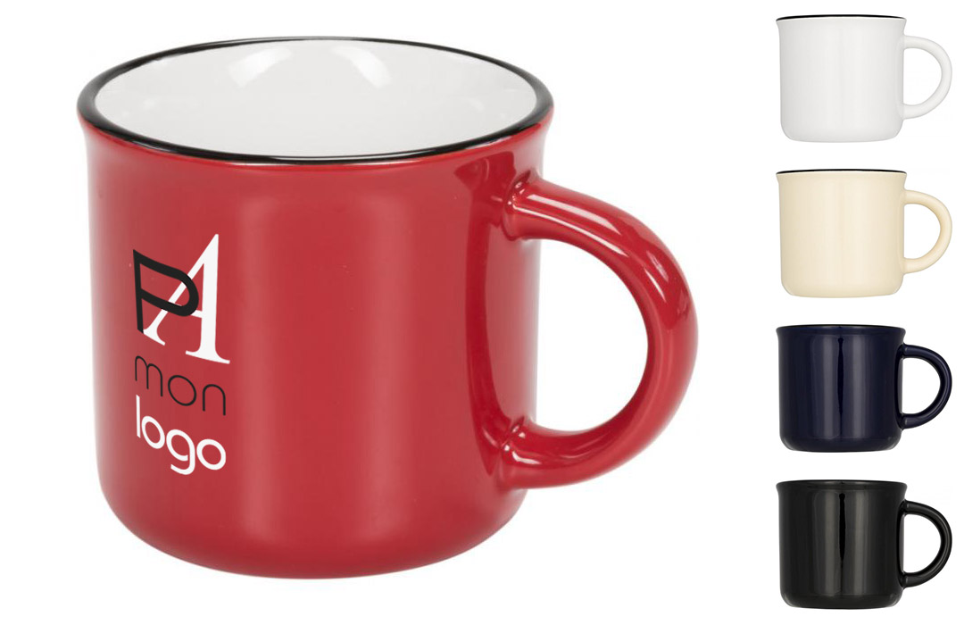 Mug personnalisable en céramique 350 ml avec couvercle