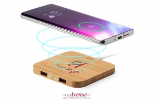 Chargeur par induction en bambou publicitaire personnalisé pas cher 