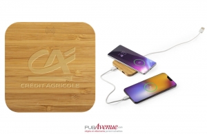 Chargeur par induction en bambou 2100 mAh