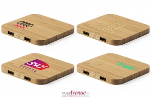 Chargeur par induction en bambou 2100 mAh